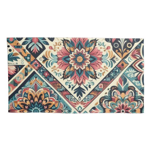 BOHO patroon Pair King Size Kussensloop (Achterkant-Rechts)