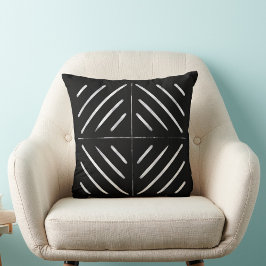 Boho patroon rustiek zwart-wit vrouwelijk kussen