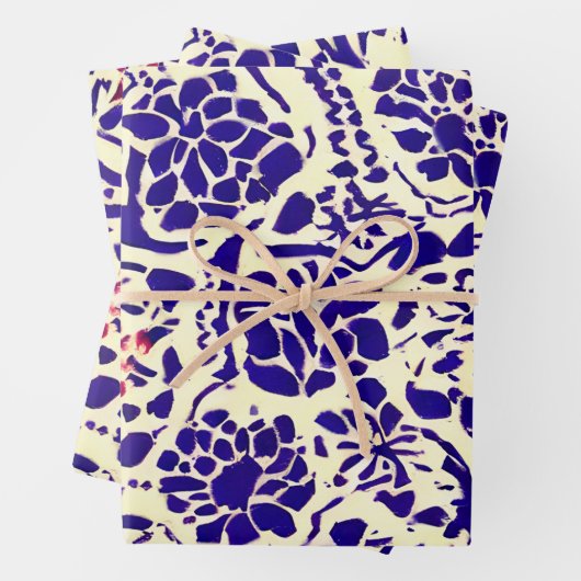 Boho Pattern Blue en Red Planner Inpakpapier Vel (In situ)