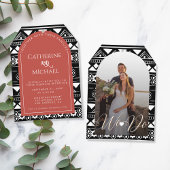 Boho Pattern Foto Arch Coral Wedding Reception Kaart