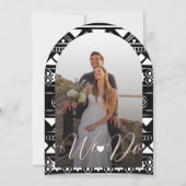 Boho Pattern Foto Arch Coral Wedding Reception Kaart (Achterkant)