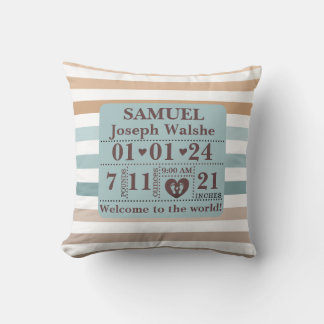 Boho Pattern Gepersonaliseerde Geboortestatistieke Kussen