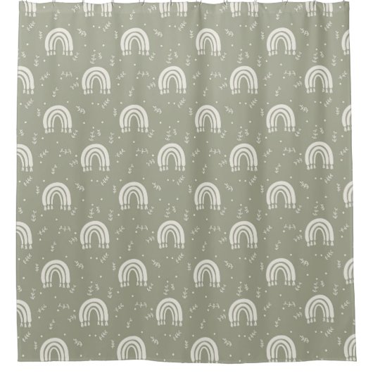 Boho Pattern Sage Green Shower Curtain Douchegordijn (Voorkant)