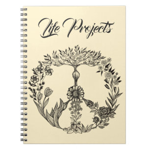 Boho Peace Sign Elegant Girly Cute  Floral Notitieboek