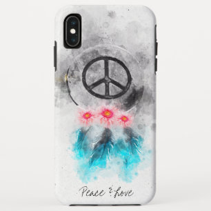*~* Boho Peace Sign Feathers Flowers GrungeTribal iPhone XS Max Hoesje