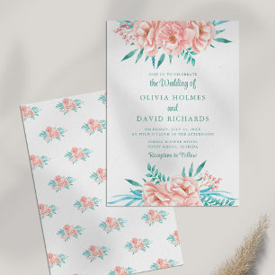 Boho Peach et Faire-part de mariage florale turquo