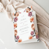 Boho Peach Floral Garden Wedding Programme plié