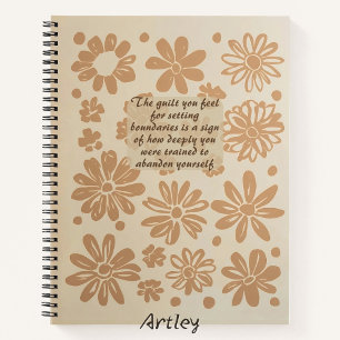 Boho Peach Floral Stamp Custom Quote Journal
