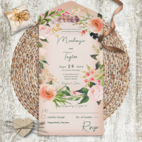 Boho Peach Floral Wreath & Feathers No Dinner