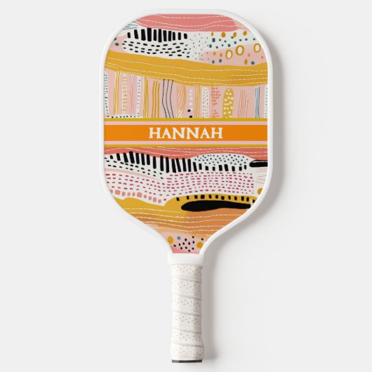 Boho Peach Gold Gepersonaliseerde Pickleball Paddl Pickleball Paddle (Voorkant)
