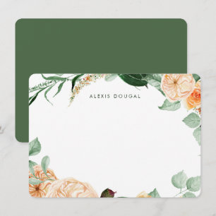 Boho Peach Greenery Women Persoonlijke verhalen Notitiekaartje