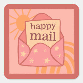 Boho peach happy mail small business sticker