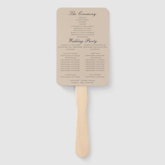 boho peach - huwelijksprogramma voor wilde bloemen handwaaier (Achterkant)