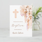 Boho Peach Lilac Baptême Invitation (Debout devant)