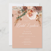 Boho Peach & Rust Bloemen Peach Blush Bruids Lunch Kaart (Voorkant)