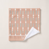 Boho Peach Sage Green White Triangles Abstract Geo Bad Handdoek (Wasdoekje)
