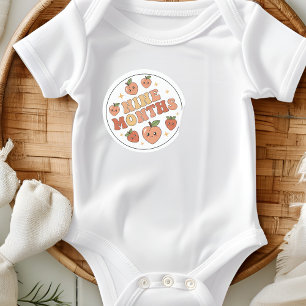 Boho Peach Strawberry Baby Negen Maanden Mijlpaal Ronde Sticker