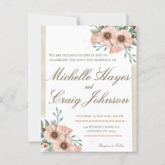 BOHO Peach Wedding Briefkaart
