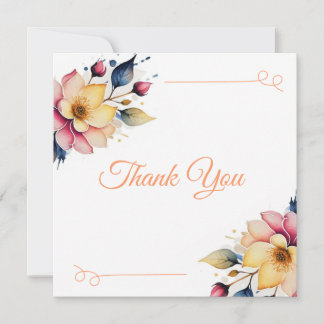 Boho Peachy Floral Bedankkaart