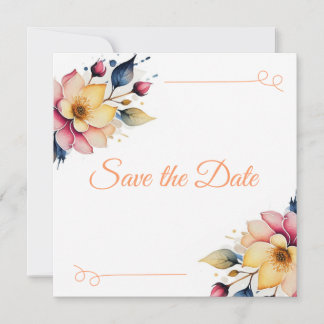 Boho Peachy Floral Save The Date