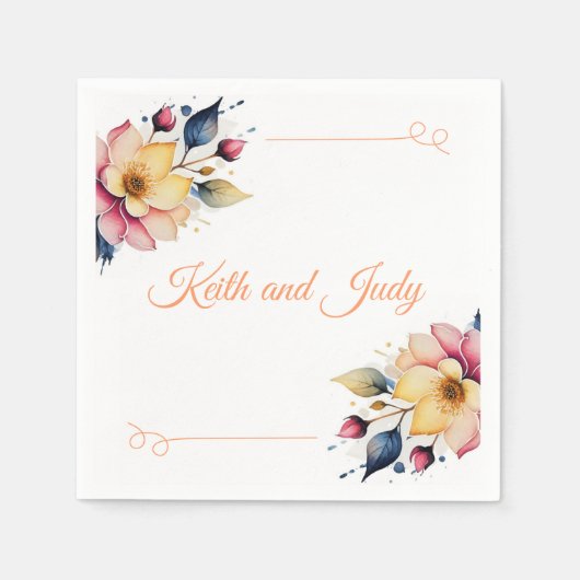 Boho Peachy Floral Servet (Voorkant)