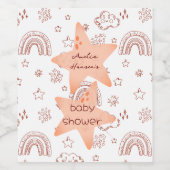 Boho Peachy Weer Baby shower Wijn Etiket (Enkel label)