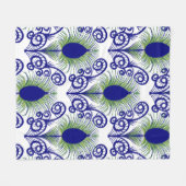 Boho Peacock Feather Jewel Tone-Blue Green Fleece Deken (Voorkant (Horizontaal))