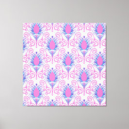 Boho Peacock Feather Jewel Tone-Neon Pink Canvas Afdruk