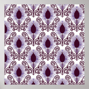 Boho Peacock Feather Jewel Tone-Paarse Poster