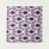 Boho Peacock Feather Jewel Tone-Paarse Wandkleed (Voorkant (horizontaal))