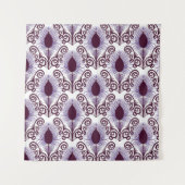 Boho Peacock Feather Jewel Tone-Paarse Wandkleed (Voorkant)