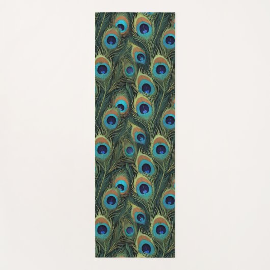 Boho Peacock Feathers Yogamat (Voorkant)
