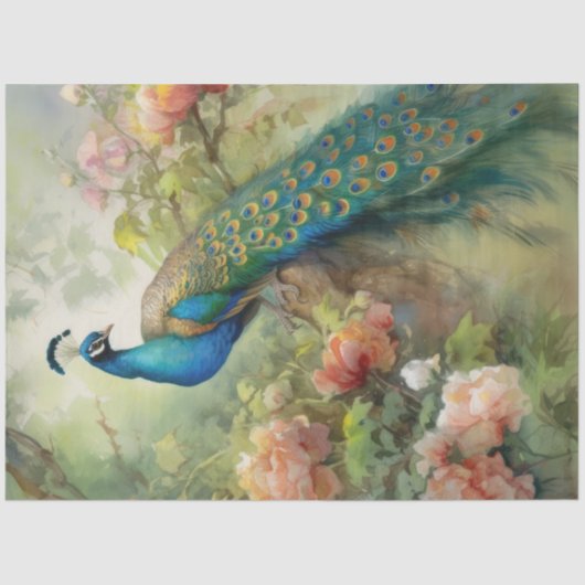  Boho Peacock Peacocks Ontkoppeling Tissuepapier (Voorkant)