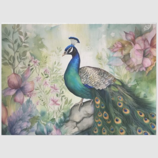  Boho Peacock Peacocks Ontkoppeling Tissuepapier (Voorkant)