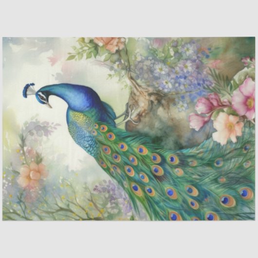  Boho Peacock Peacocks Ontkoppeling Tissuepapier (Voorkant)