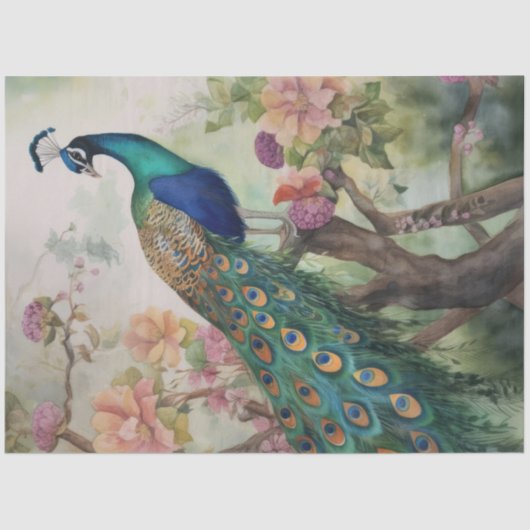 Boho Peacock Peacocks Ontkoppeling Tissuepapier (Voorkant)