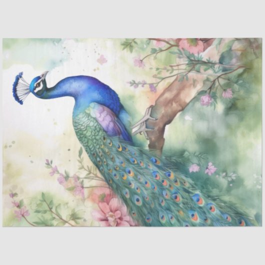  Boho Peacock Peacocks Ontkoppeling Tissuepapier (Voorkant)