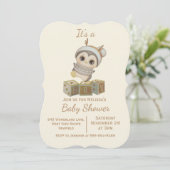 Boho Penguin Boy Baby shower Invitation (Debout devant)