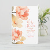 Boho Peonies Baby shower Invitation (Debout devant)