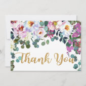 Boho Peonies Blanc Or Floral Merci moderne (Devant)