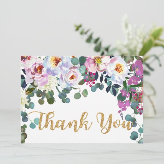 Boho Peonies Blanc Or Floral Merci moderne (Debout devant)