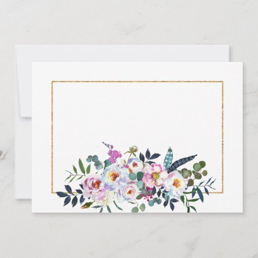 Boho Peonies Blanc Or Floral Merci moderne (Dos)