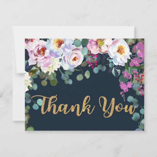 Boho Peonies Marine Floral Merci moderne (Devant)