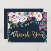 Boho Peonies Marine Floral Merci moderne (Devant / Derrière)