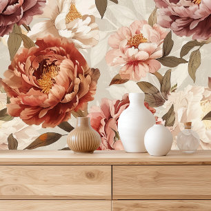 Boho Peony Floral Behang
