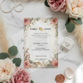 Boho Peony Rose Floral Faire-part de mariage