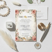 Boho Peony Rose Floral Faire-part de mariage