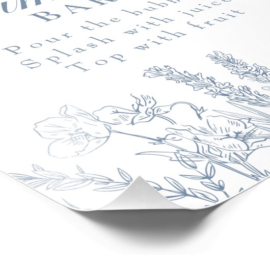 Boho Periwinkle Wildflower Mimosa Bar Sign Foto Afdruk (Hoek)