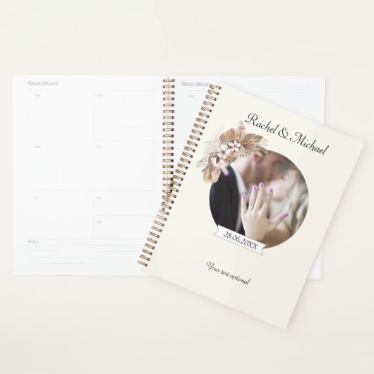BOHO Personalisierbar Foto Hochzeit Planner (Devant avec enveloppe)