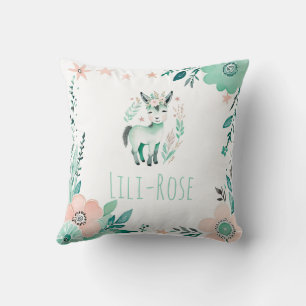 Boho personnalisé bébé âne Coussin Pastel Green
